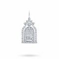 Harry Winston Style Gate of Fortune Cubic Zirconia White-Gold-Plated Necklace - Clear Pavé