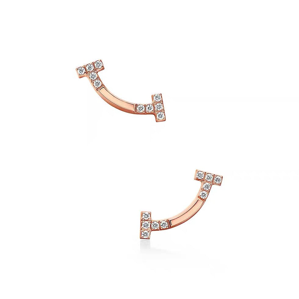 Tiffany Style Smile Cubic Zirconia Earrings detail view 1