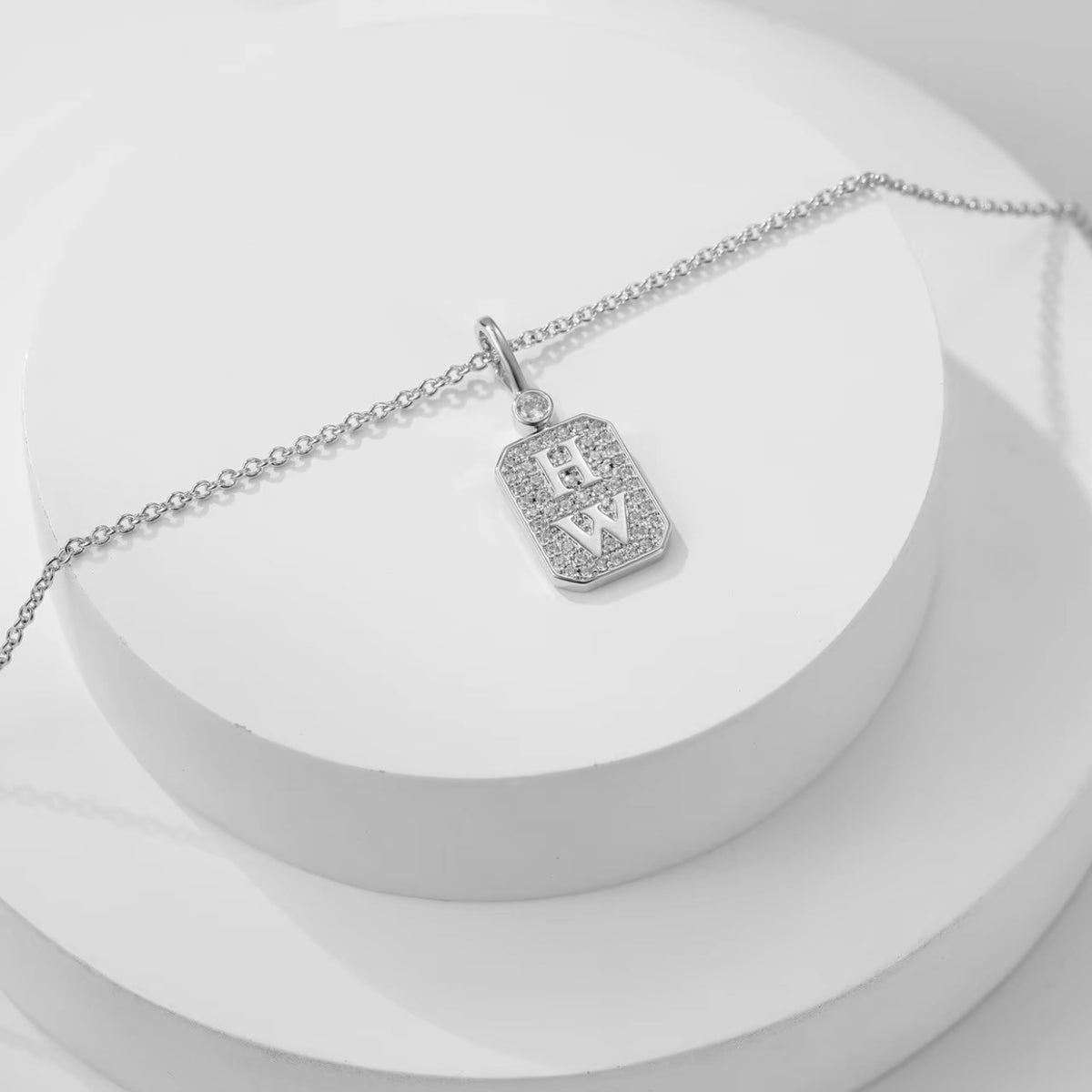 Harry Winston Style Lock Cubic Zirconia Necklace detail view 7