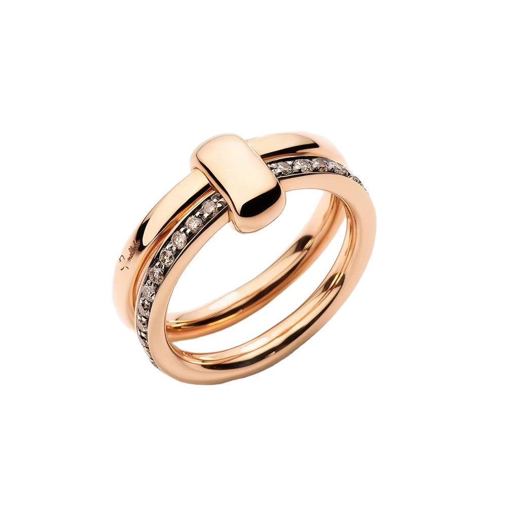 Pomellato Style Pillow Cubic Zirconia 18K Gold-Plated Ring detail view 4