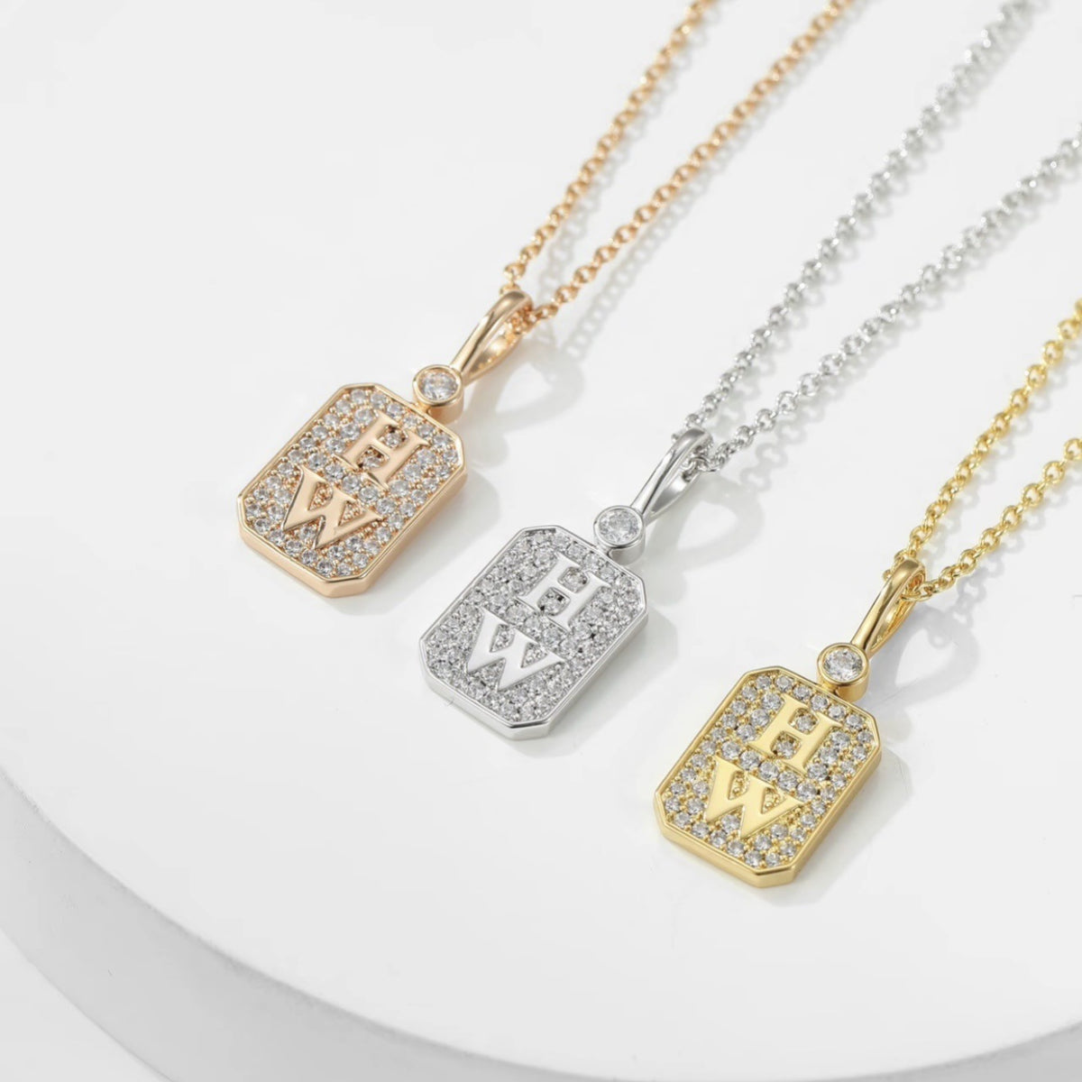 Harry Winston Style Lock Cubic Zirconia Necklace detail view 2