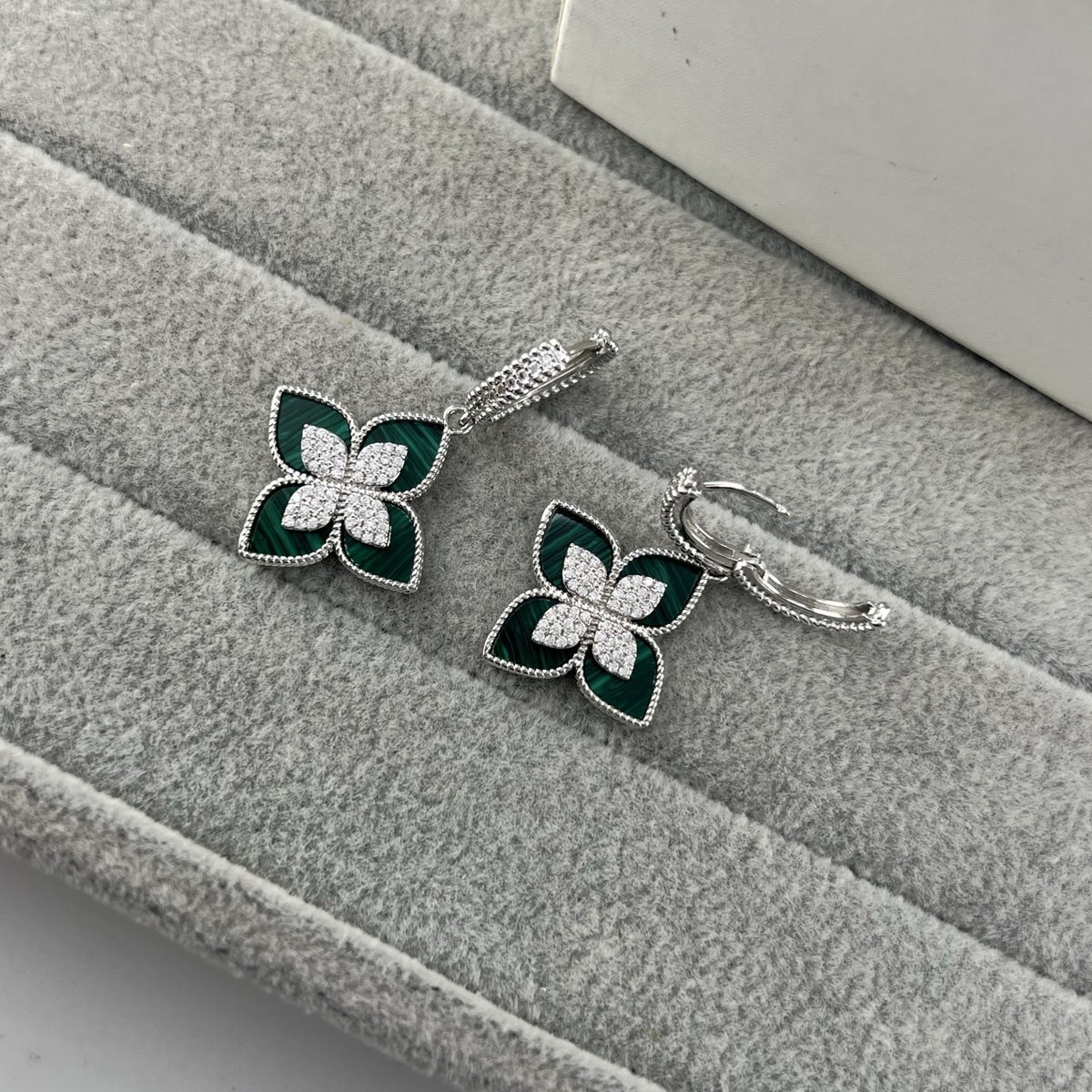 Roberto Coin Style Four-Leaf Clover Cubic Zirconia Earrings detail view 9