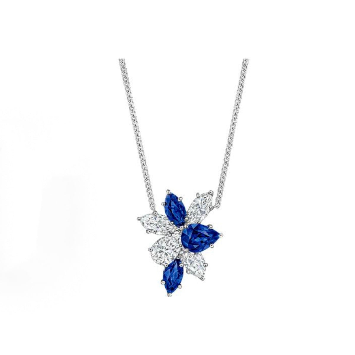 Harry Winston Style Pear-Cut Floral Cubic Zirconia Necklace detail view 1
