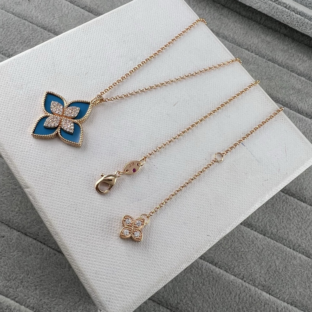 Roberto Coin Style Four-Leaf Clover Cubic Zirconia Necklace detail view 20
