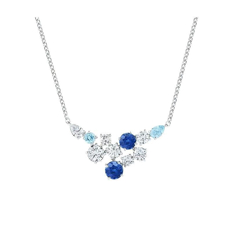 Harry Winston Style Celestial Star Cubic Zirconia Necklace - Necklace Blue Pavé