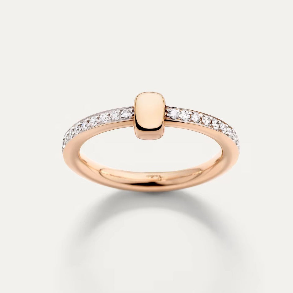 Pomellato Style Classic Cubic Zirconia 18K Gold-Plated Ring detail view 2