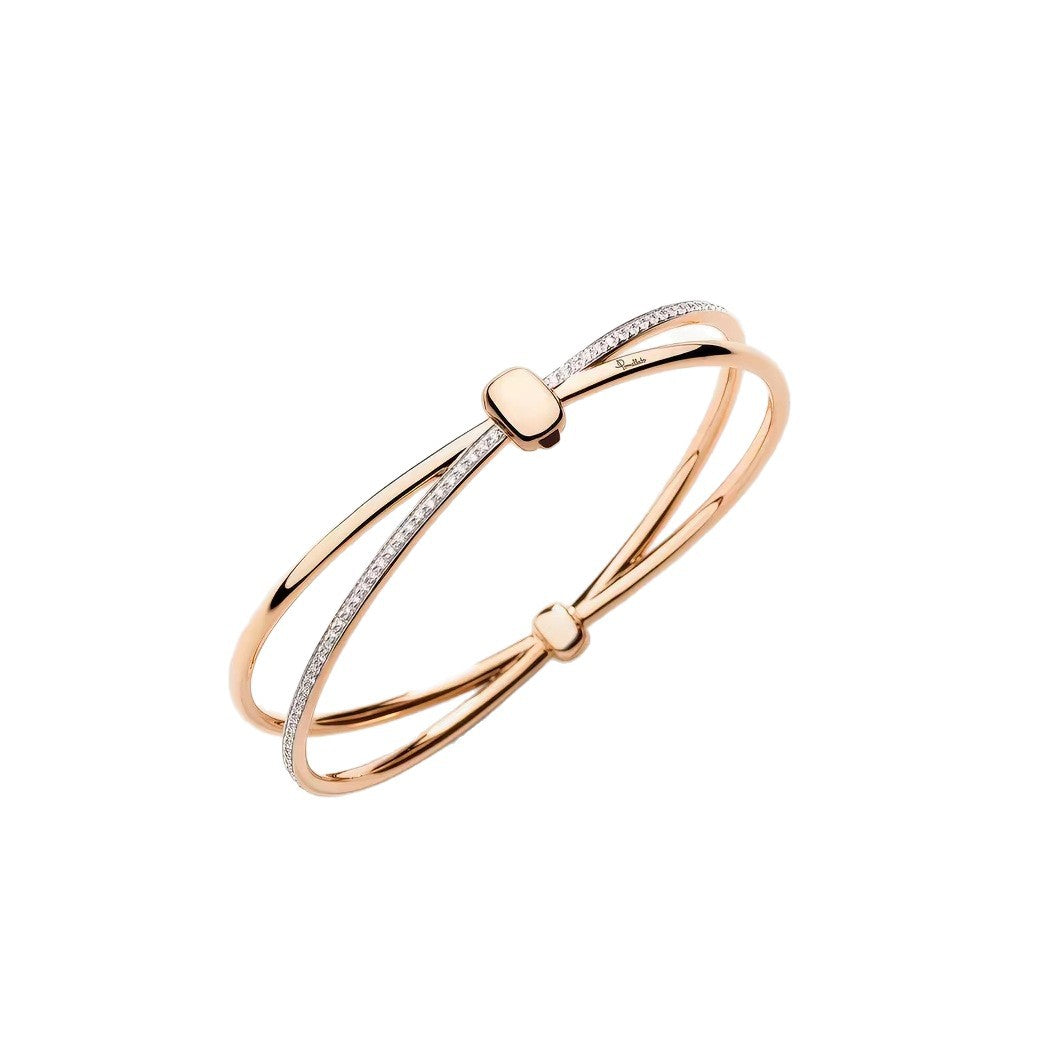 Pomellato Style Crossover Cubic Zirconia 18K Gold-Plated Bangle detail view 4