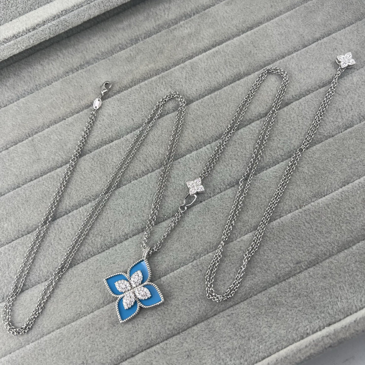 Roberto Coin Style Four-Leaf Clover Cubic Zirconia Necklace detail view 21