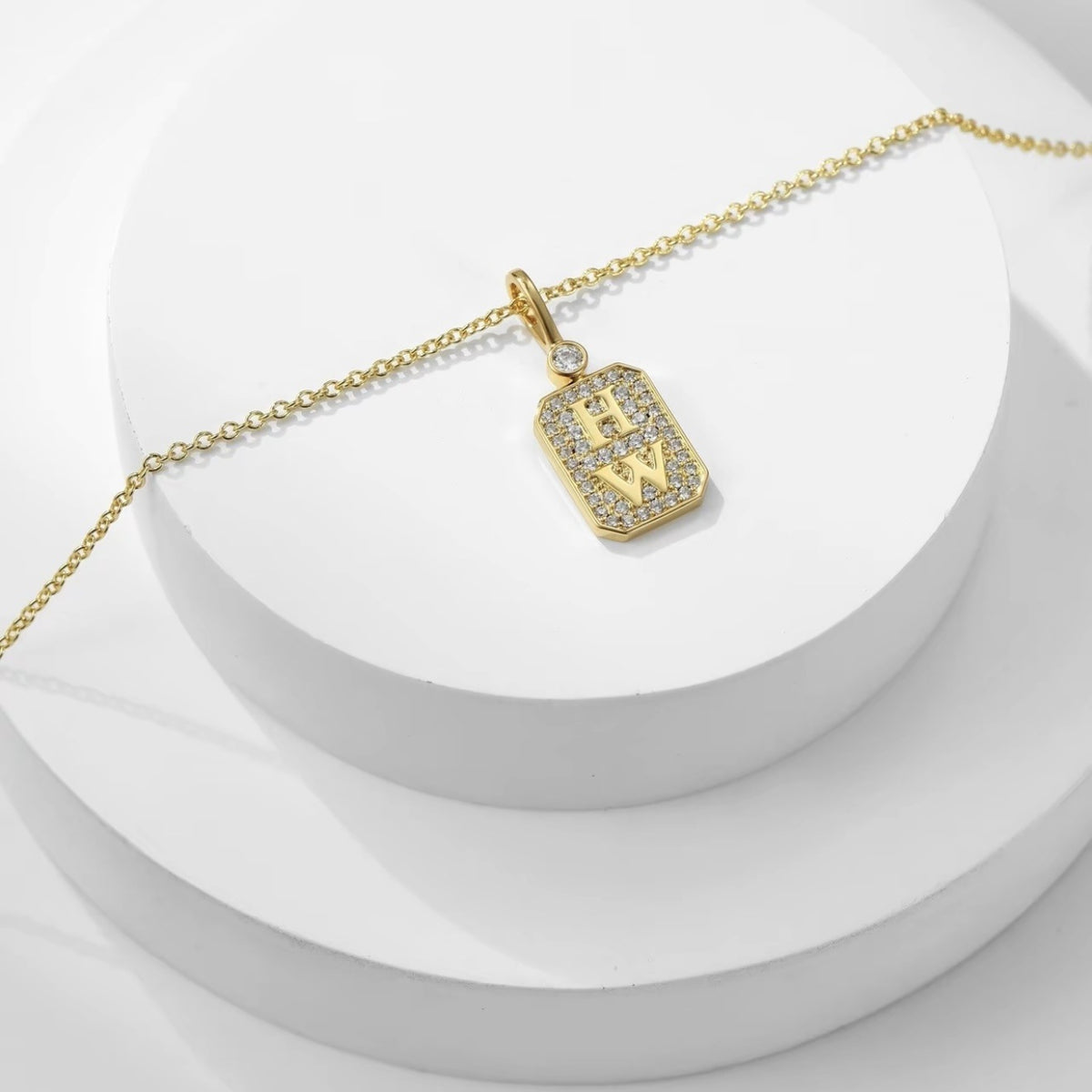 Harry Winston Style Lock Cubic Zirconia Necklace detail view 6