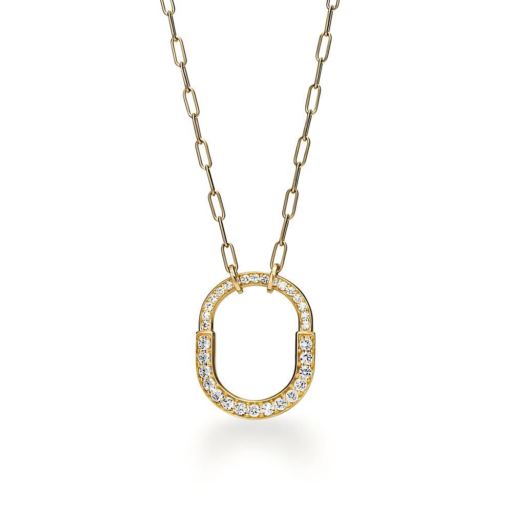 Tiffany Style Lock Cubic Zirconia 18K Gold-Plated Necklace detail view 13