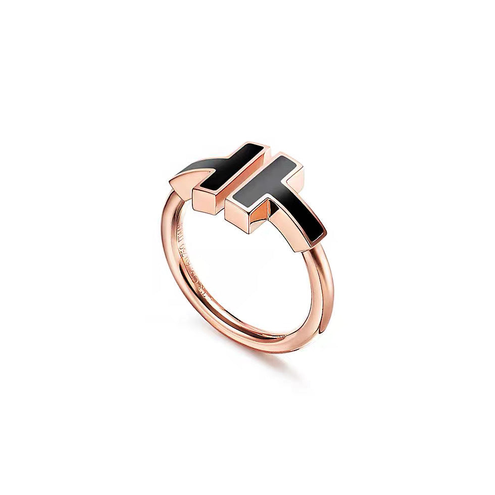 Tiffany Style T Motif Cubic Zirconia 18K Gold-Plated Ring detail view 12