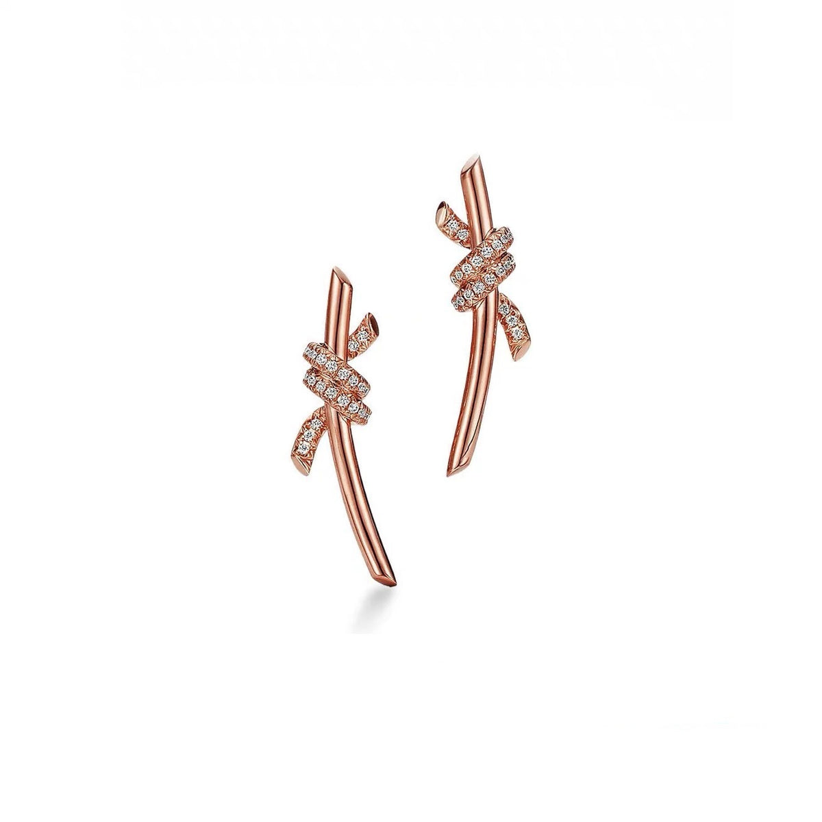 Tiffany Style Knot Cubic Zirconia 18K Gold-Plated Earrings detail view 2