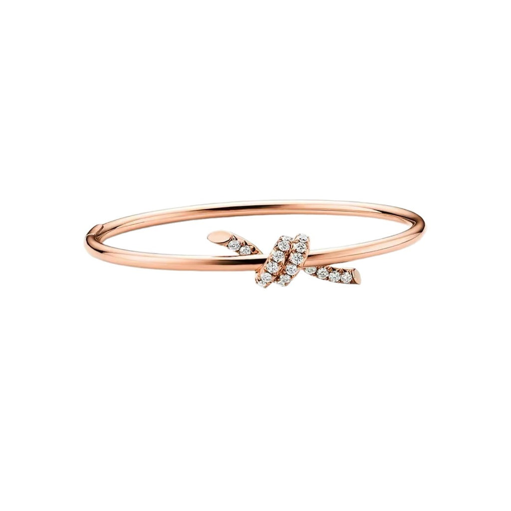 Tiffany Style Knot Cubic Zirconia 18K Gold-Plated Bangle detail view 4