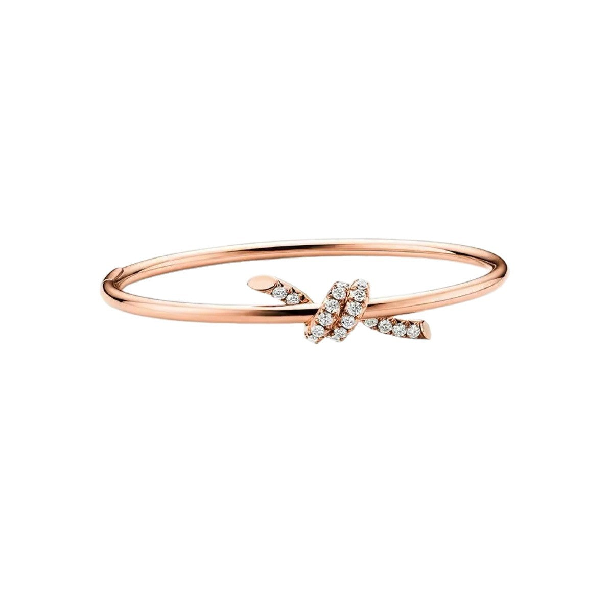 Tiffany Style Knot Cubic Zirconia 18K Gold-Plated Bangle detail view 4