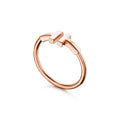 Tiffany Style T Motif Cubic Zirconia 18K Gold-Plated Ring detail view 5