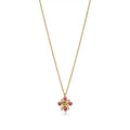 Tiffany Style Four-Leaf Clover Cubic Zirconia 18K Gold-Plated Necklace - Red Cubic Zirconia Rose Gold Tone