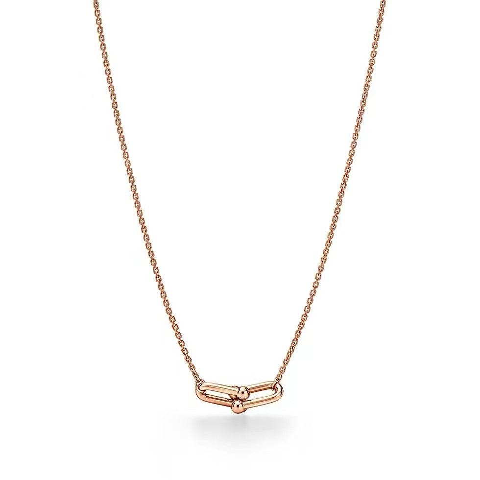 Tiffany Style Horseshoe 18K Gold-Plated Necklace - Small Rose Gold Tone