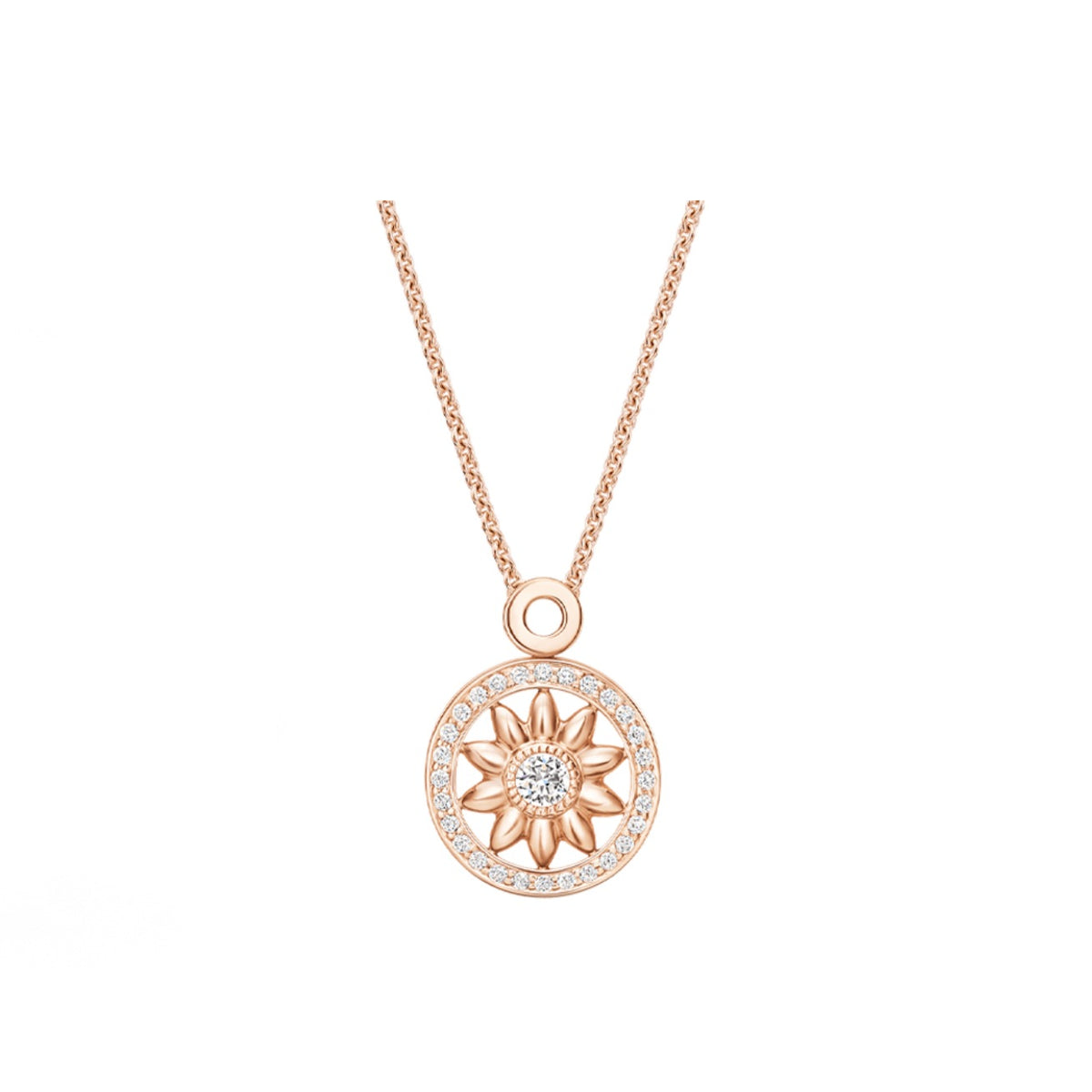 Harry Winston Style Sun Compass Cubic Zirconia 18K Gold-Plated Necklace detail view 1