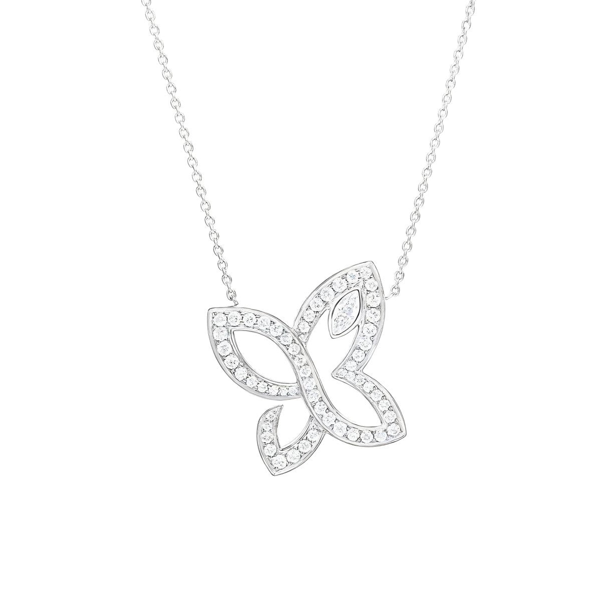 Harry Winston Style Butterfly Lily Cubic Zirconia Necklace detail view 4