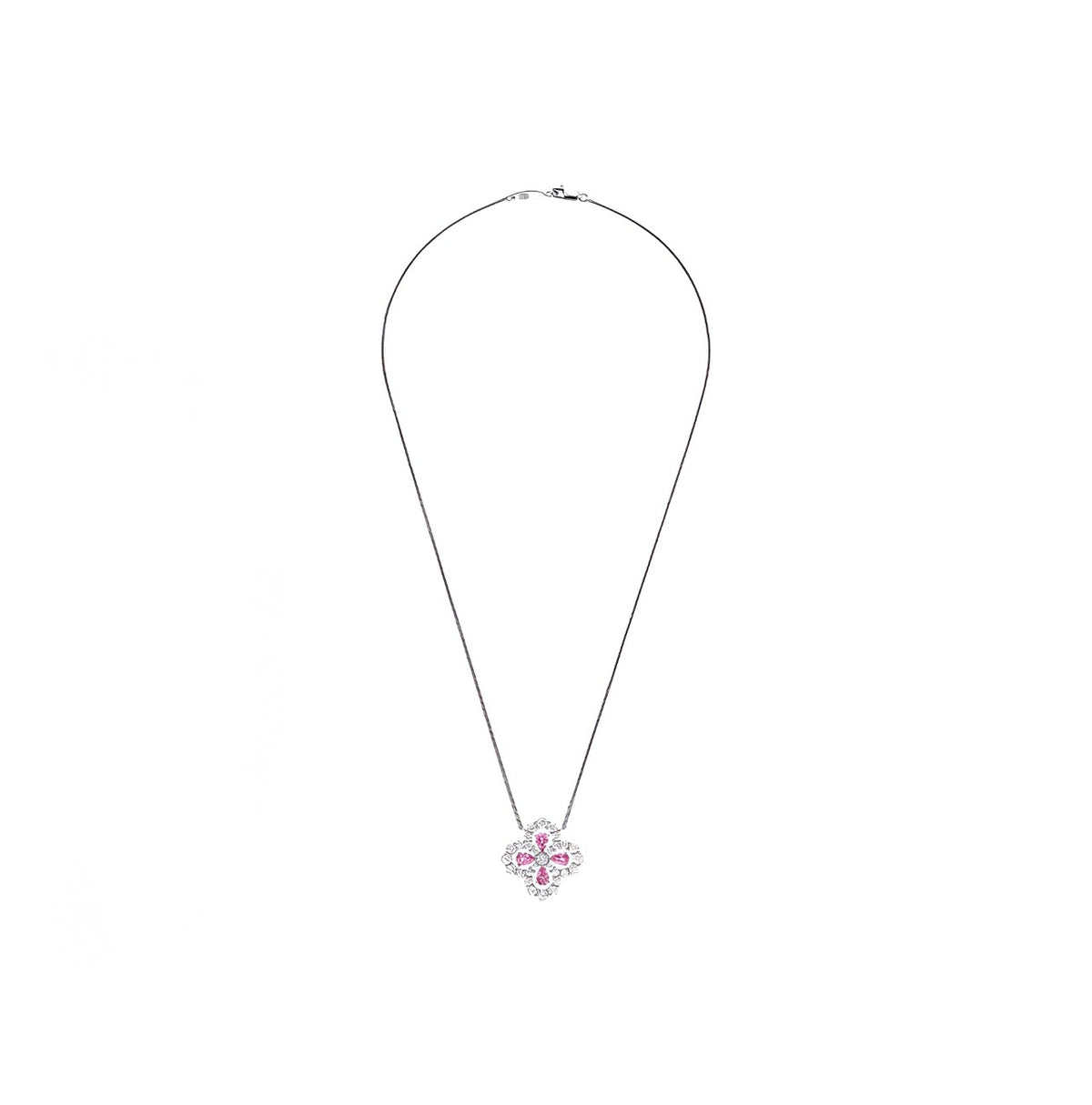 Harry Winston Style Four-Leaf Clover Cubic Zirconia Necklace detail view 5