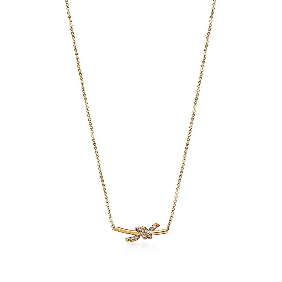 Tiffany Style Knot 18K Gold-Plated Necklace detail view 9