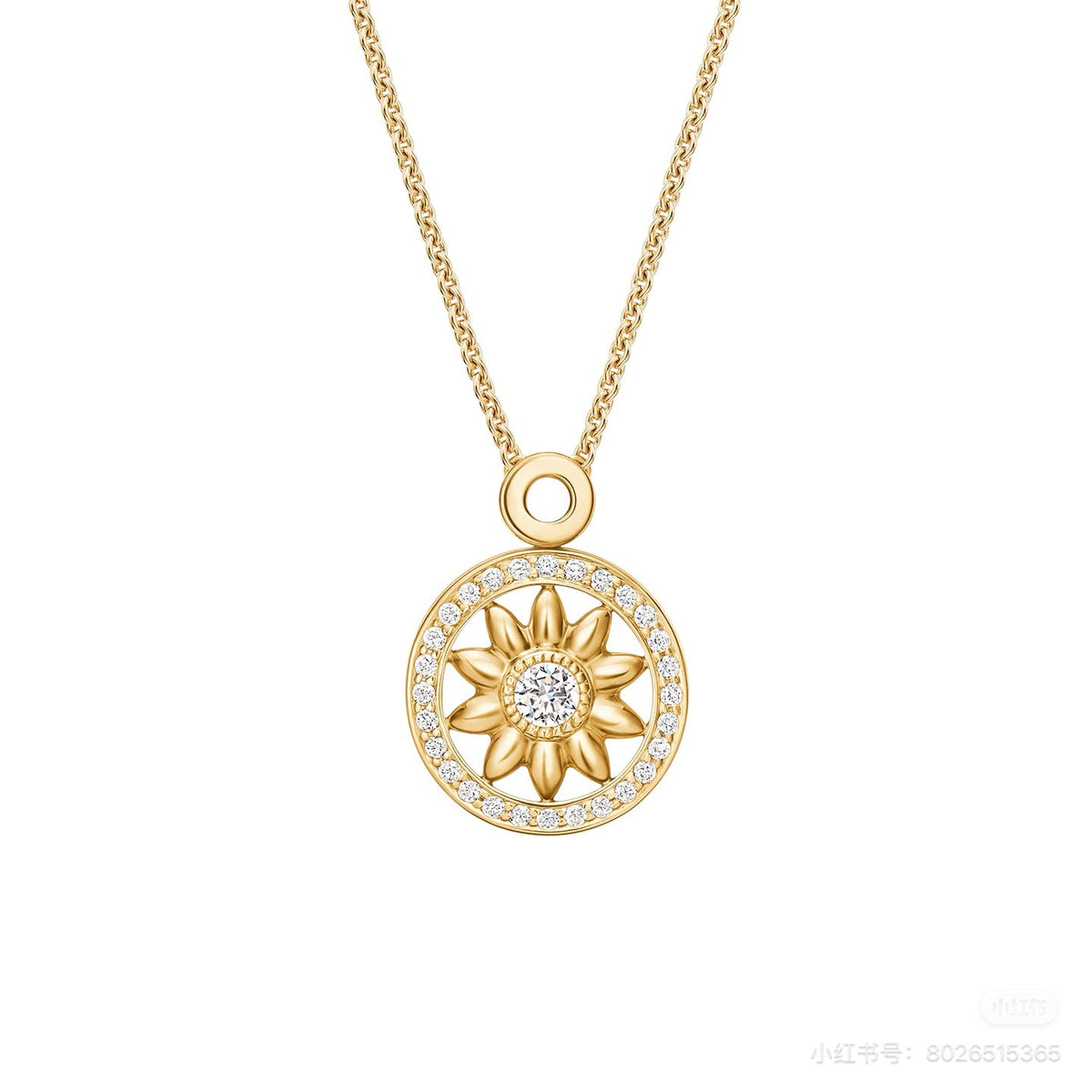 Harry Winston Style Sun Compass Cubic Zirconia 18K Gold-Plated Necklace detail view 2