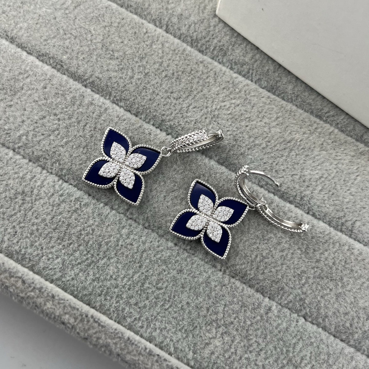 Roberto Coin Style Four-Leaf Clover Cubic Zirconia Earrings detail view 6