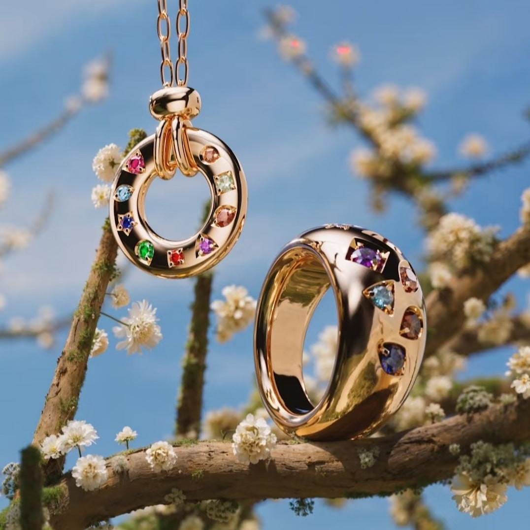 Pomellato Style Multicolor Stone 18K Gold-Plated Necklace detail view 2