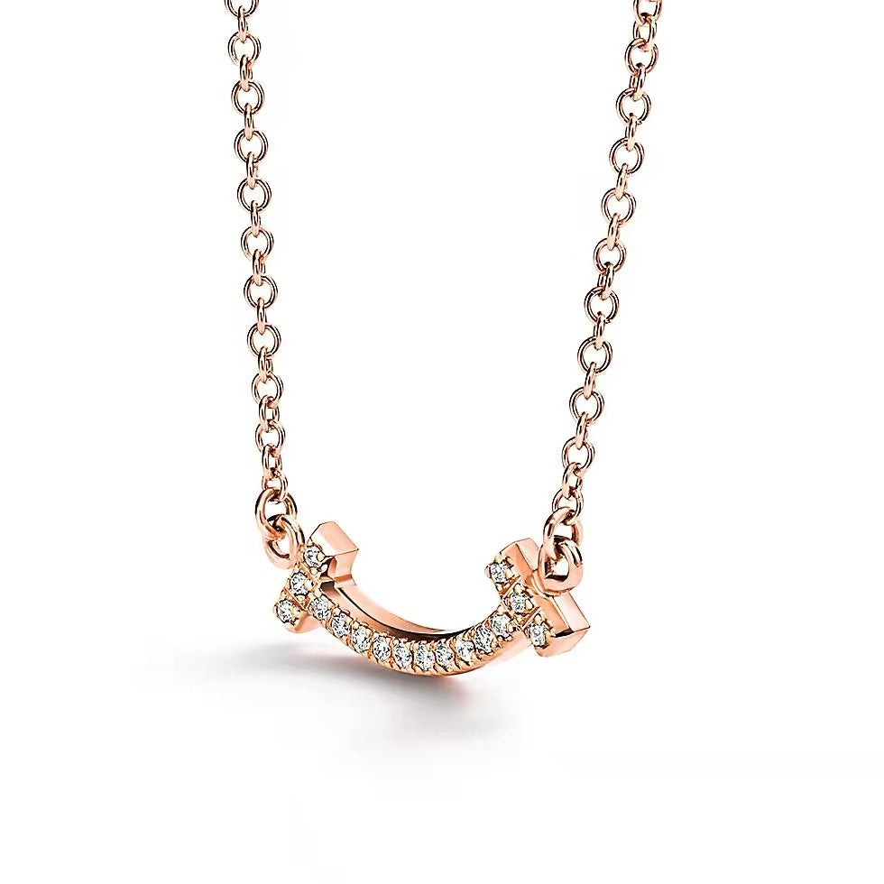 Tiffany Style Smile Cubic Zirconia Necklace detail view 3