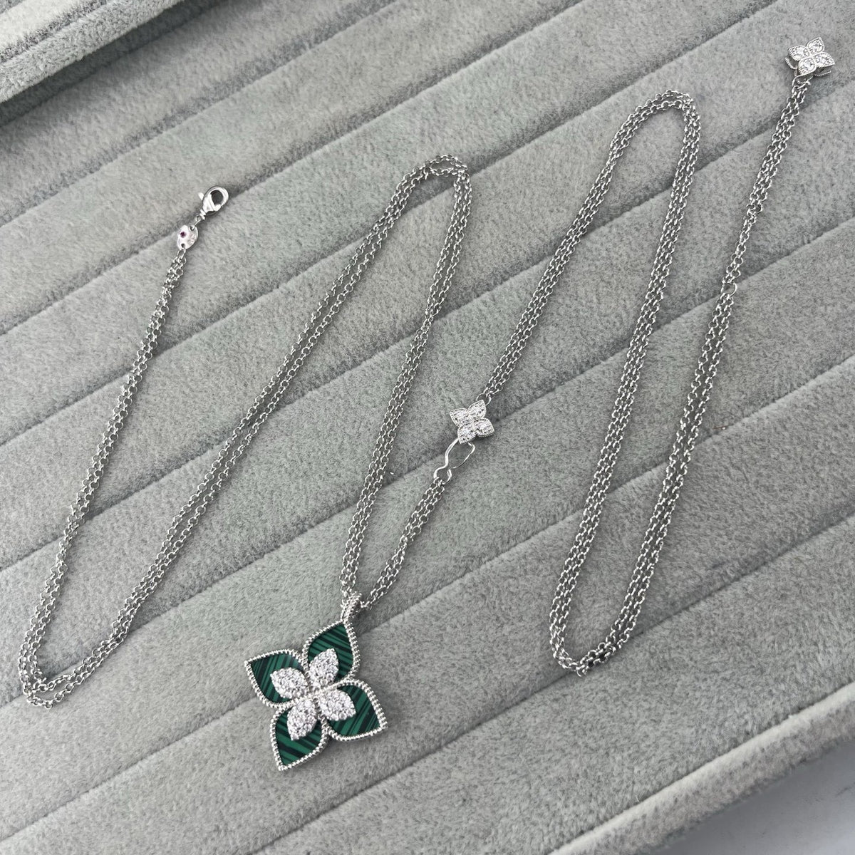 Roberto Coin Style Four-Leaf Clover Cubic Zirconia Necklace detail view 9