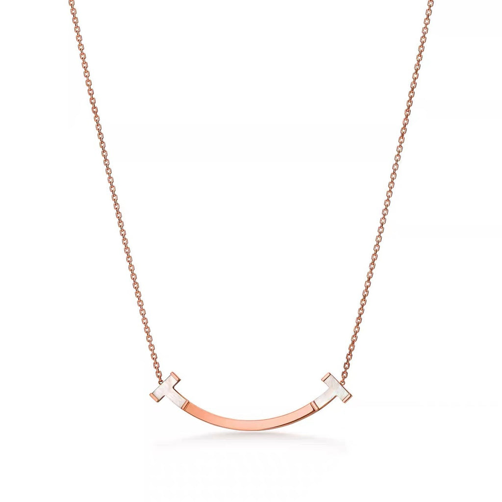 Tiffany Style Smile 18K Gold-Plated Necklace - Smile Mother-of-Pearl Necklace