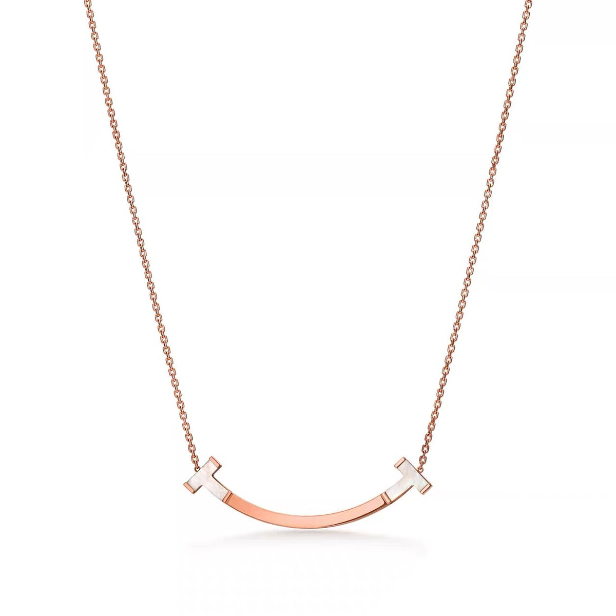 Tiffany Style Smile 18K Gold-Plated Necklace - Smile Mother-of-Pearl Necklace