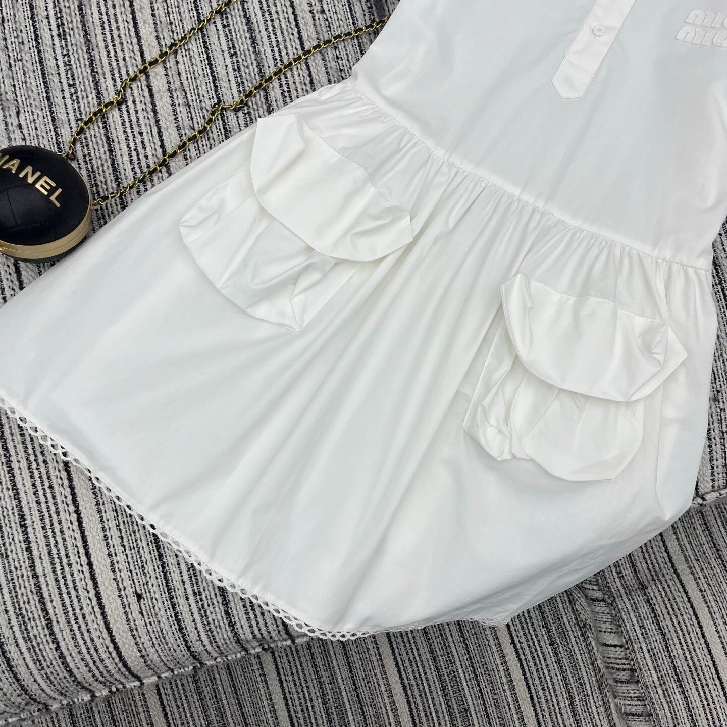 Lace Trim Collar Shirt Dress