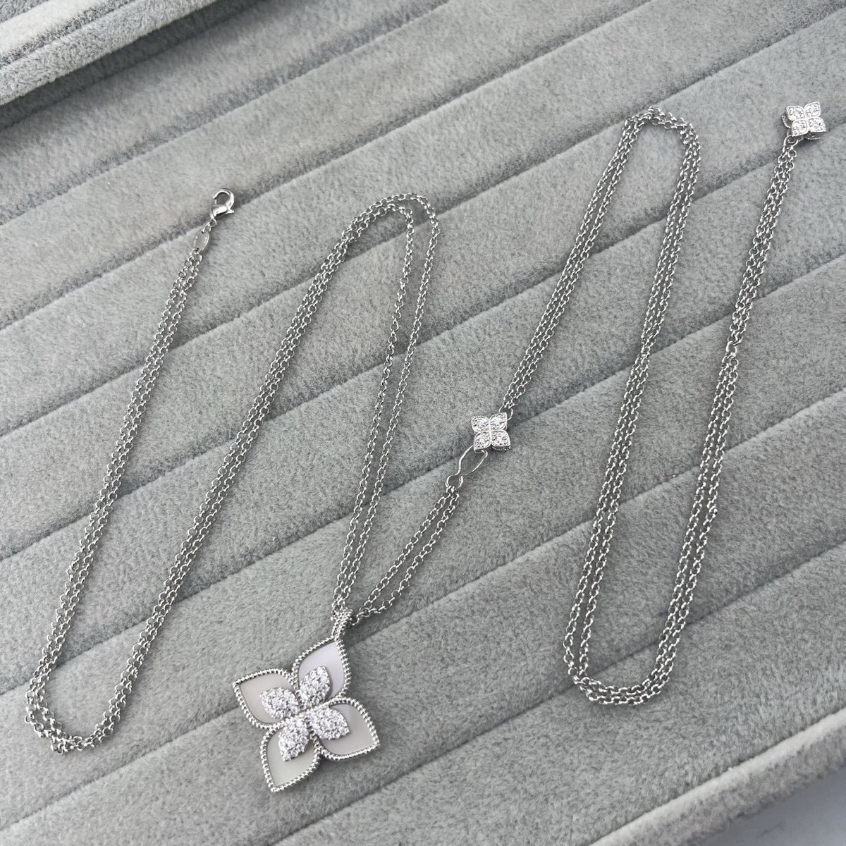 Roberto Coin Style Four-Leaf Clover Cubic Zirconia Necklace detail view 15