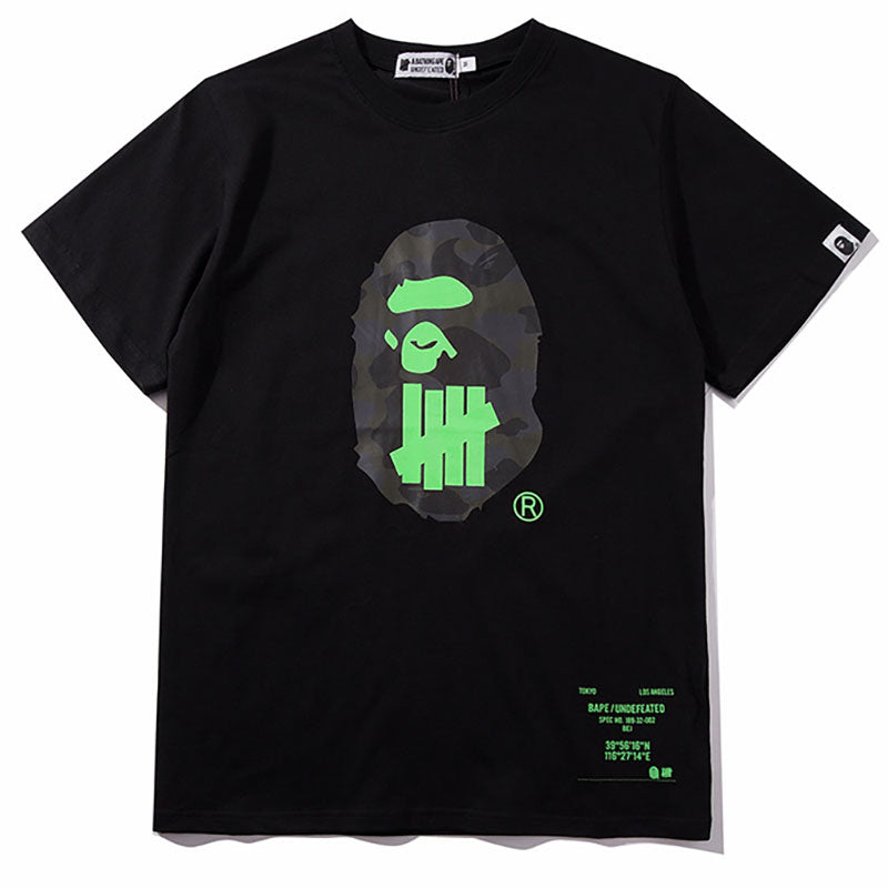 BAPE Green Block Camo Ape Head Men's T-Shirt - Black