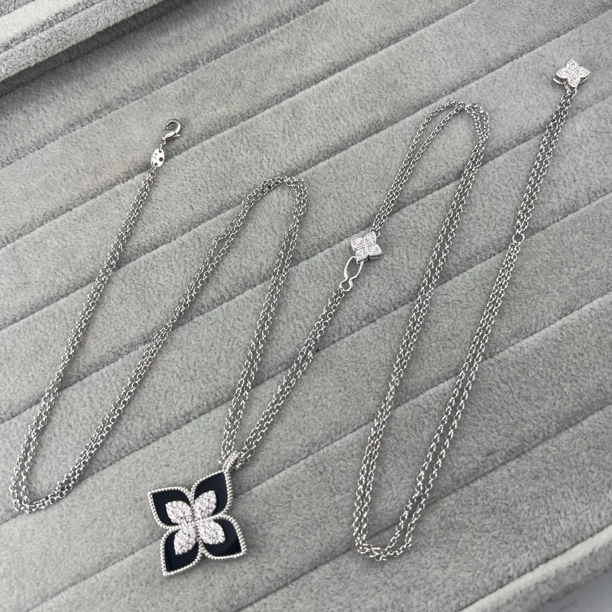Roberto Coin Style Four-Leaf Clover Cubic Zirconia Necklace detail view 12