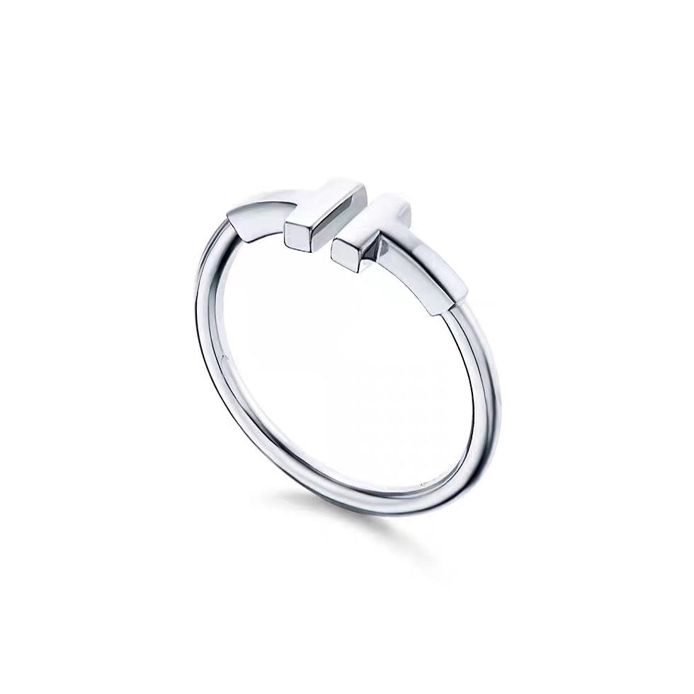 Tiffany Style T Motif Cubic Zirconia 18K Gold-Plated Ring detail view 7