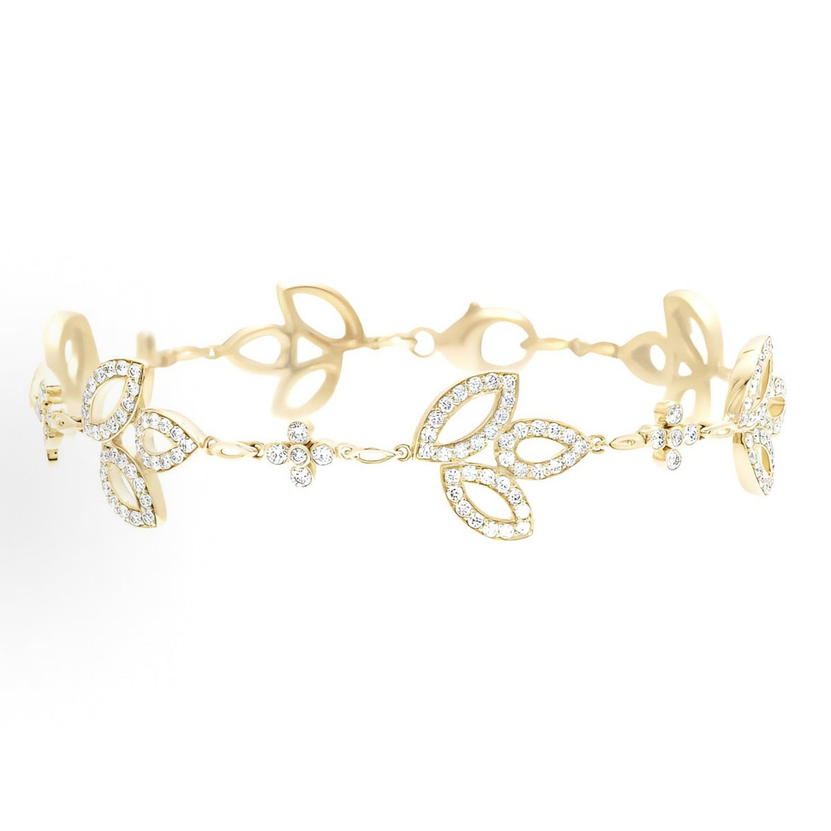 Harry Winston Style Leaf Cubic Zirconia Bracelet detail view 1