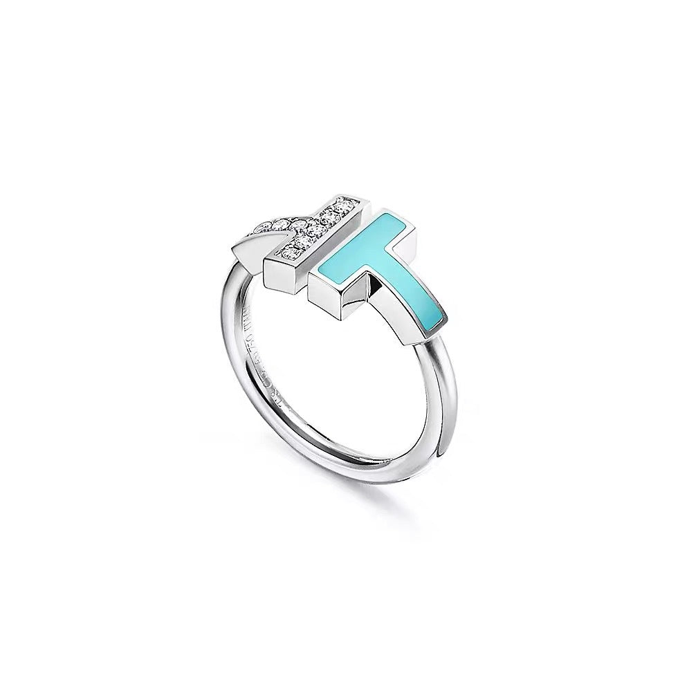 Tiffany Style T Motif Cubic Zirconia 18K Gold-Plated Ring detail view 13
