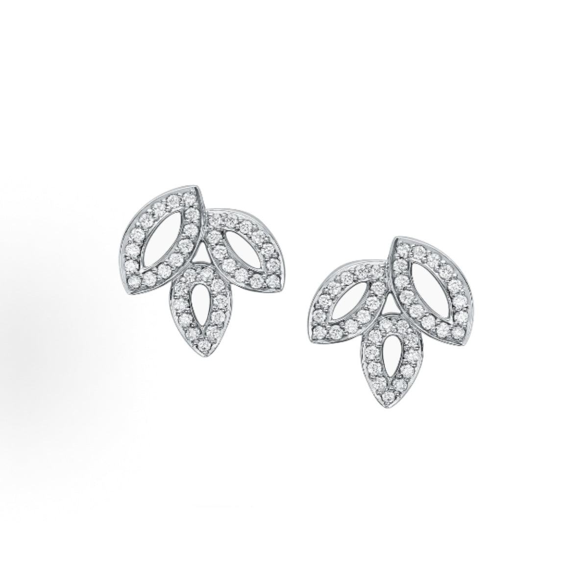 Harry Winston Style Three-Leaf Clover Cubic Zirconia 18K Gold-Plated Earrings detail view 3