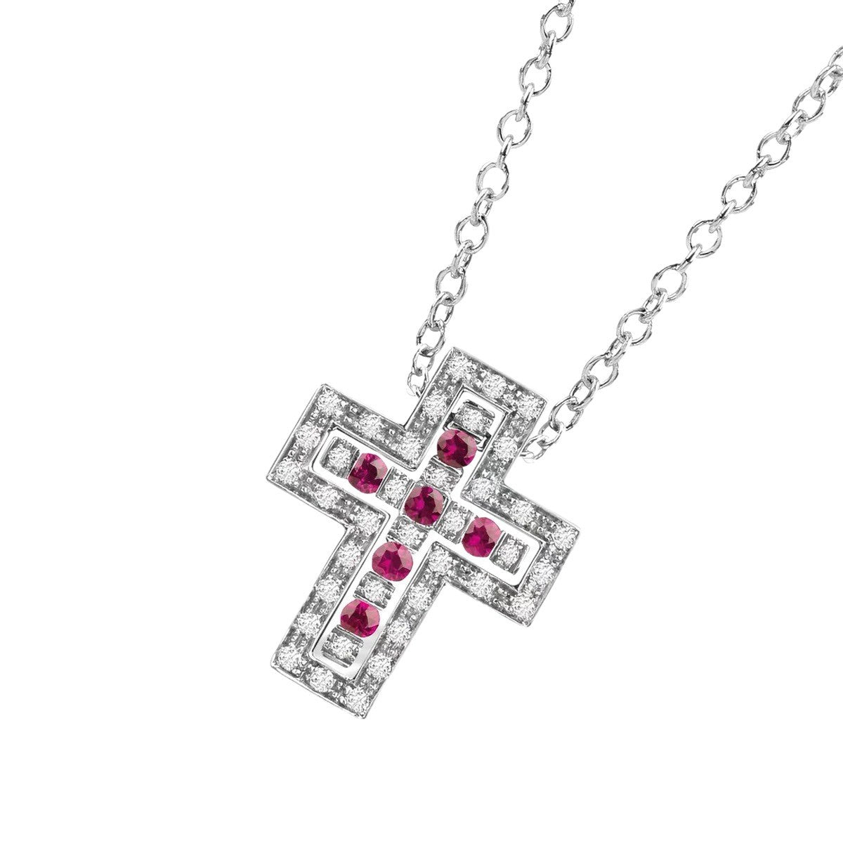 Damiani Style Cross Cubic Zirconia White-Gold-Plated Necklace detail view 4