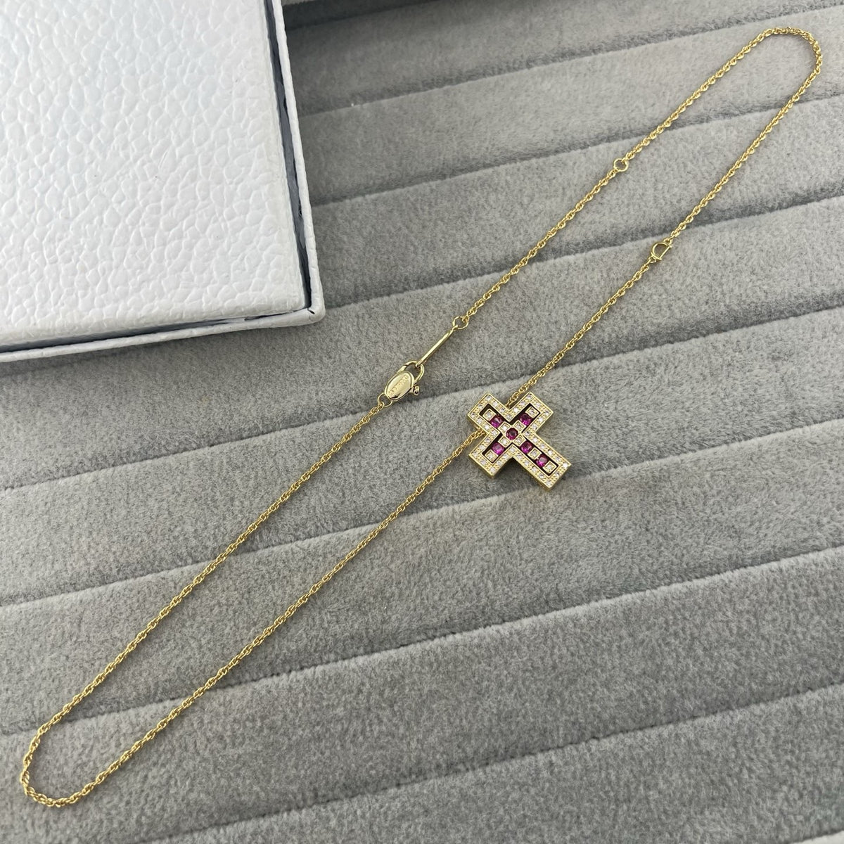 Damiani Style Cross Cubic Zirconia White-Gold-Plated Necklace detail view 13