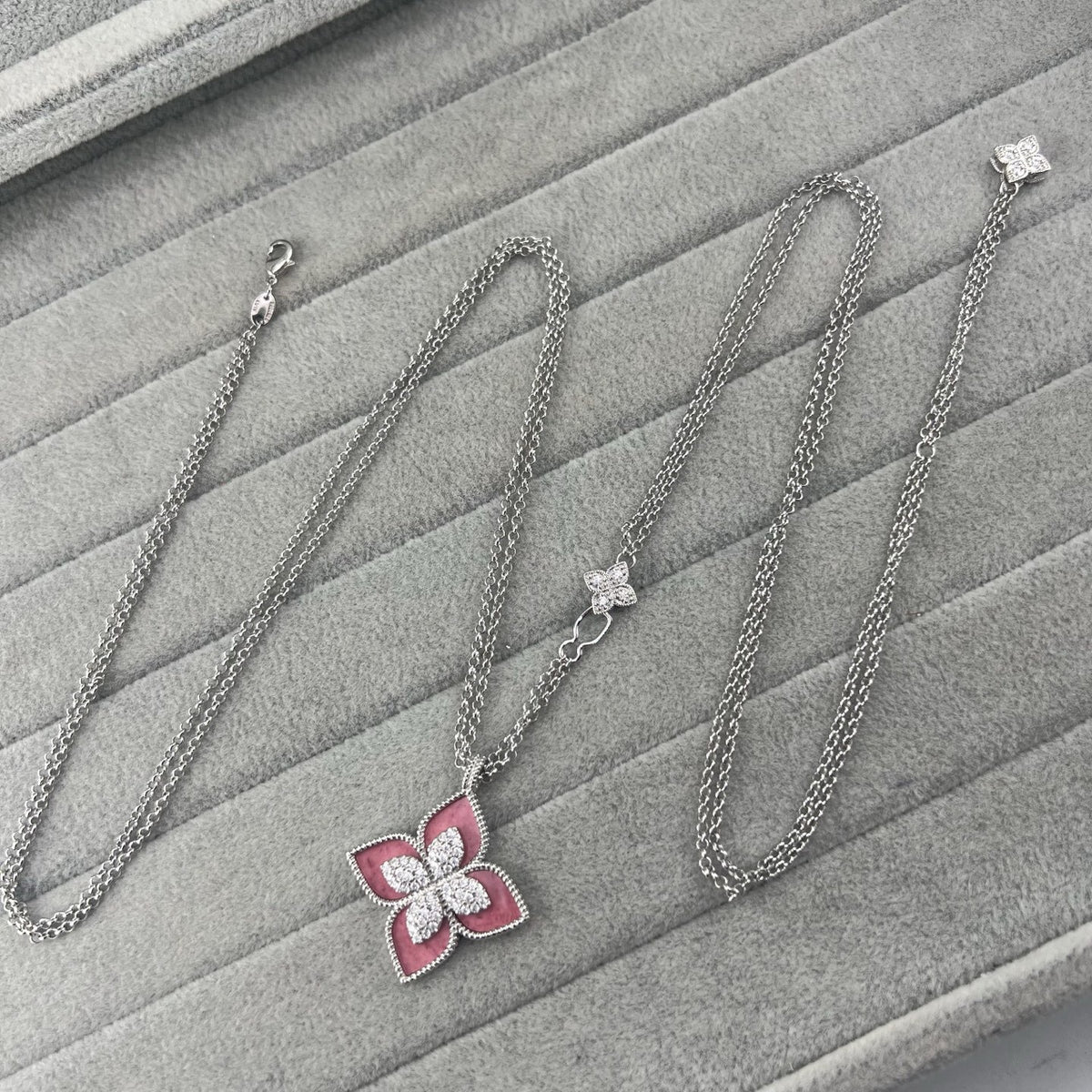 Roberto Coin Style Four-Leaf Clover Cubic Zirconia Necklace detail view 18