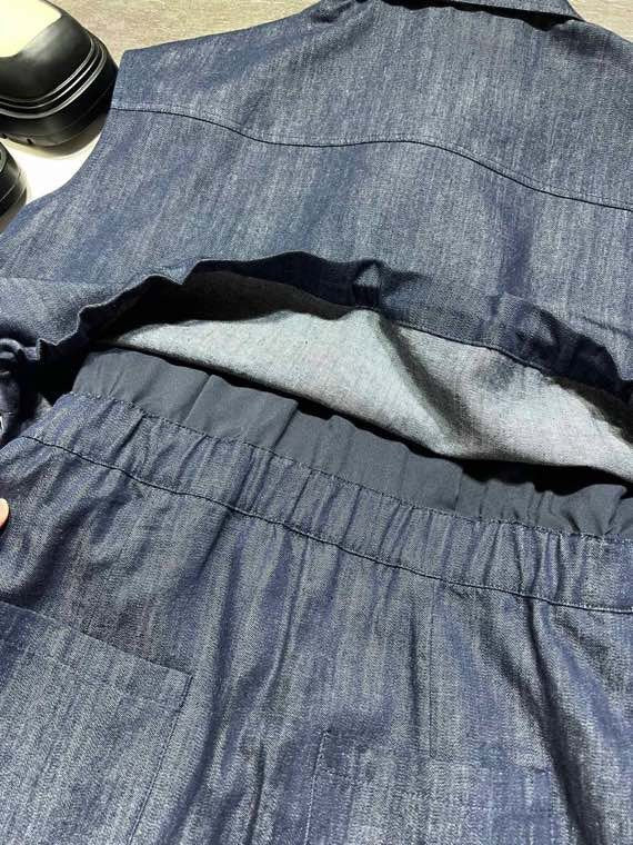 Denim Polo Sleeveless Top & Skirt Set