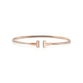Tiffany Style T Motif Cubic Zirconia Bangle detail view 5