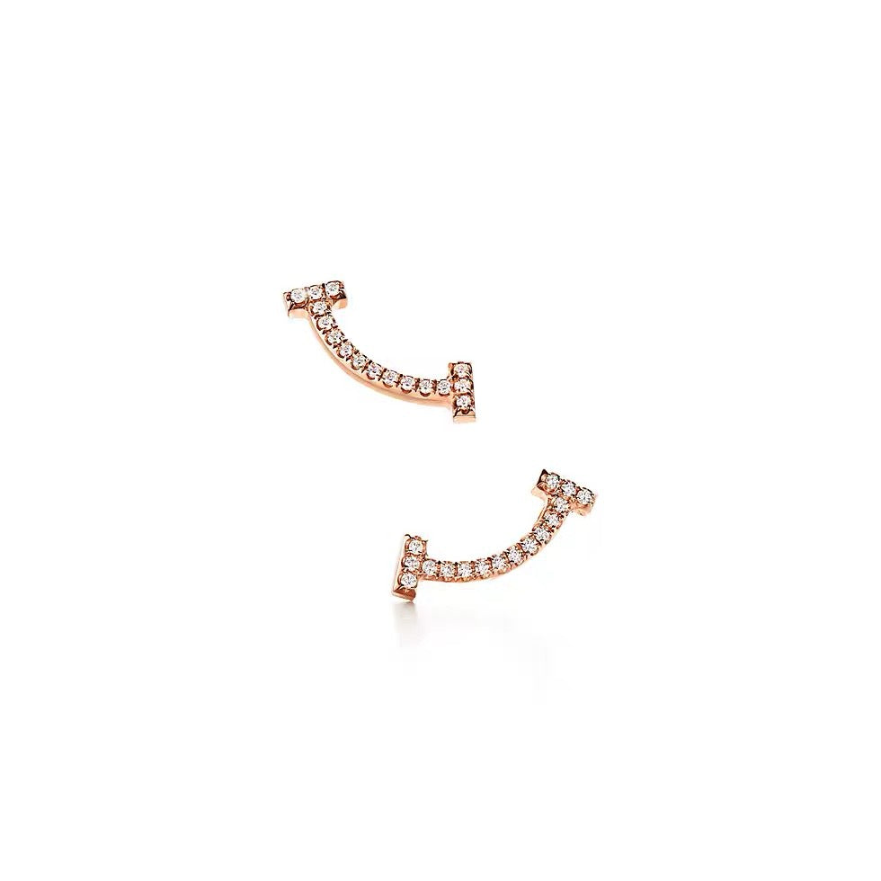 Tiffany Style Smile Cubic Zirconia Earrings detail view 2