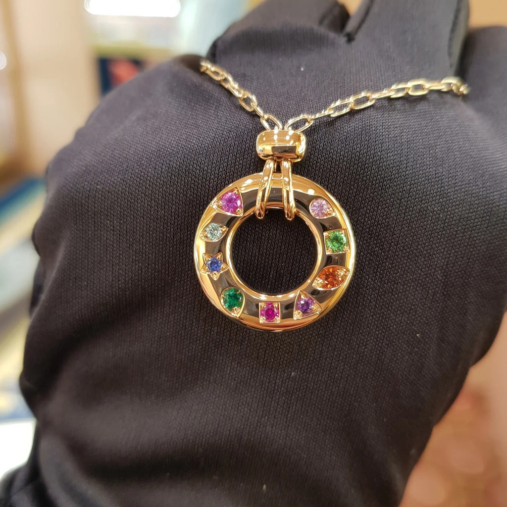 Pomellato Style Multicolor Stone 18K Gold-Plated Necklace detail view 1