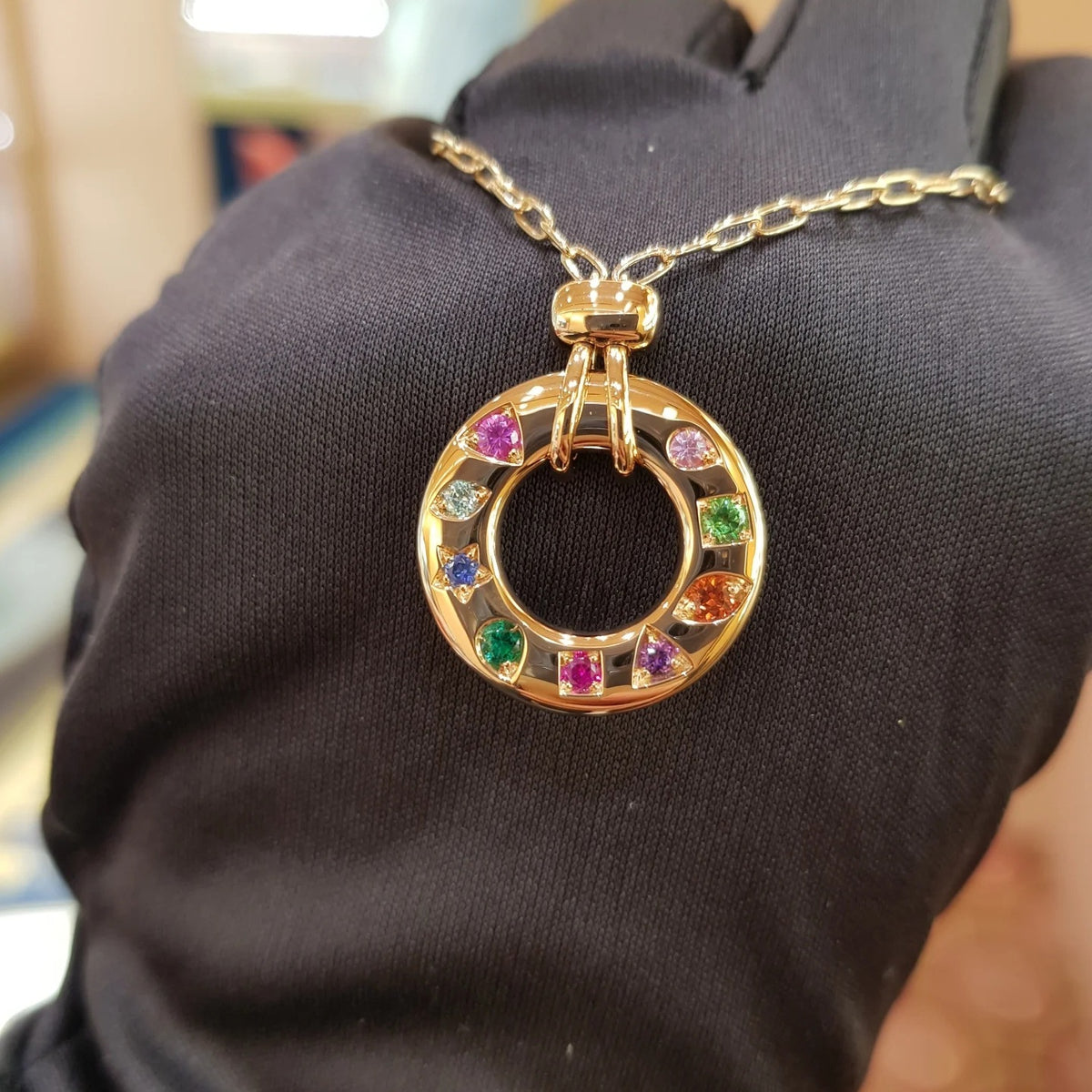 Pomellato Style Multicolor Stone 18K Gold-Plated Necklace detail view 1