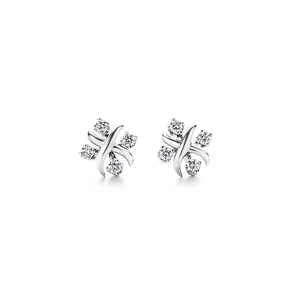 Tiffany Style Crossover Cubic Zirconia 18K Gold-Plated Earrings detail view 3