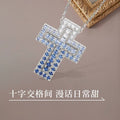 Damiani Style Cross Cubic Zirconia White-Gold-Plated Necklace detail view 2